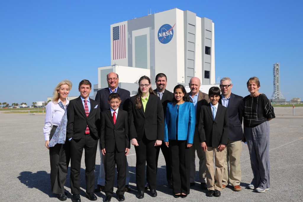 The 2015 DuPont Challenge winning teachers with their students at the NASA Kennedy Space Center 